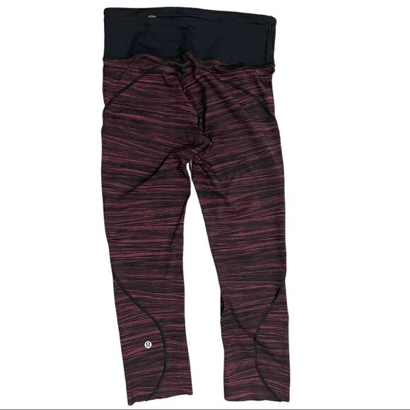 lululemon Run The Day Crop Low Tide Blush Berry Black Nulux Sz 6 - Picture 6 of 11